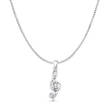 Musical Note Pendant Box Chain Necklace Oxidized 925 Sterling Silver