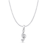 Musical Note Pendant Bead Chain Necklace Oxidized 925 Sterling Silver