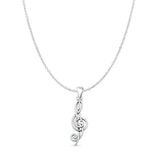 Musical Note Pendant Cable Chain Necklace Oxidized 925 Sterling Silver