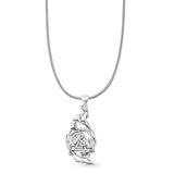 Valknut & Wolf Pendant Snake Chain Necklace Oxidized 925 Sterling Silver