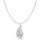 Valknut & Wolf Pendant Box Chain Necklace Oxidized 925 Sterling Silver