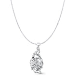 Valknut & Wolf Pendant Cable Chain Necklace Oxidized 925 Sterling Silver