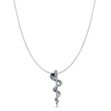Cobra Snake Pendant Cable Chain Necklace Oxidized 925 Sterling Silver