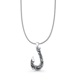 Leaf Fishhook Pendant Necklace