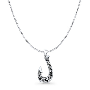Leaf Fishhook Pendant Necklace