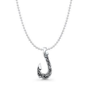 Leaf Fishhook Pendant Necklace