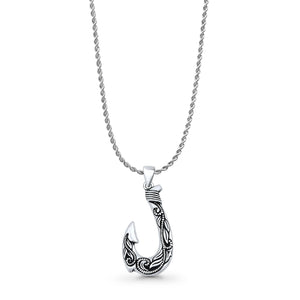 Leaf Fishhook Pendant Necklace