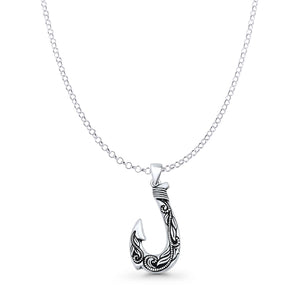 Leaf Fishhook Pendant Necklace