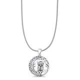 Filigree Owl & Moon Pendant Necklace