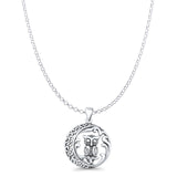 Filigree Owl & Moon Pendant Necklace