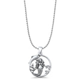Mermaid & Dolphin Pendant Necklace