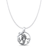 Mermaid & Dolphin Pendant Necklace