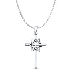Cross & Star of David Pendant Necklace