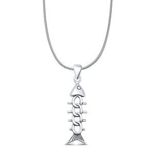 Fish Skeleton Pendant Necklace