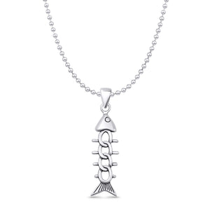 Fish Skeleton Pendant Necklace