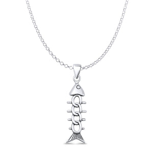 Fish Skeleton Pendant Necklace