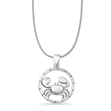 Crab Charm Pendant Snake Chain Necklace Oxidized 925 Sterling Silver