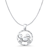 Crab Charm Pendant Box Chain Necklace Oxidized 925 Sterling Silver