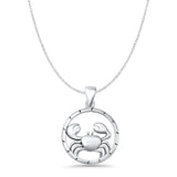 Crab Charm Pendant Cable Chain Necklace Oxidized 925 Sterling Silver