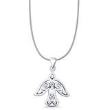 Bird Filigree Charm Pendant Snake Chain Necklace Oxidized 925 Sterling Silver