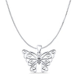 Butterfly Filigree Charm Pendant Necklace