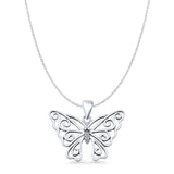 Butterfly Filigree Charm Pendant Necklace