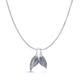 Whale Tail Pendant Box Chain Necklace Oxidized 925 Sterling Silver