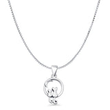 Cat & Moon Pendant Box Chain Necklace Oxidized 925 Sterling Silver