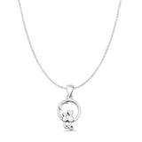 Cat & Moon Pendant Cable Chain Necklace Oxidized 925 Sterling Silver