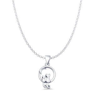 Cat & Moon Pendant Necklace