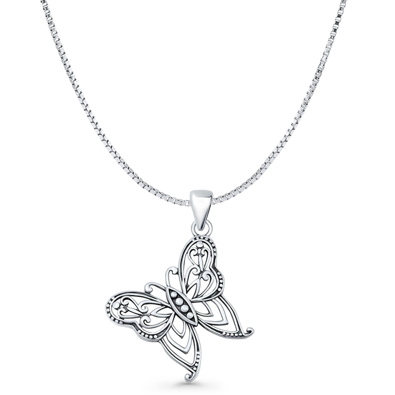 Butterfly Filigree Pendant Necklace