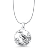 Stork Filigree Pendant Necklace