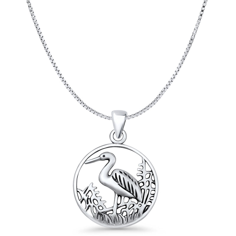 Stork Filigree Pendant Necklace