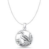 Stork Filigree Pendant Necklace