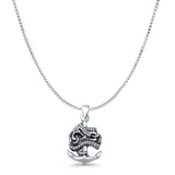 Anchor & Snake Pendant Box Chain Necklace Oxidized 925 Sterling Silver