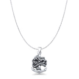 Anchor & Snake Pendant Cable Chain Necklace Oxidized 925 Sterling Silver