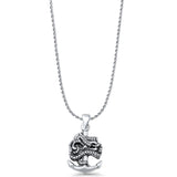 Anchor & Snake Pendant Rope Chain Necklace Oxidized 925 Sterling Silver
