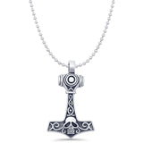 Viking Mjolnir Skull Pendant Necklace