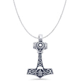 Viking Mjolnir Skull Pendant Necklace