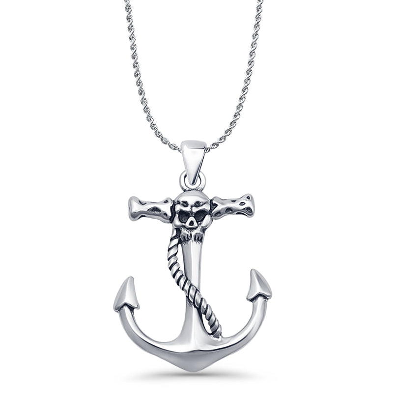Anchor & Skull Pendant Necklace