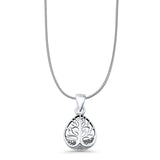 Tree Of life Pendant Snake Chain Necklace Oxidized 925 Sterling Silver