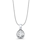 Tree Of life Pendant Rope Chain Necklace Oxidized 925 Sterling Silver
