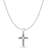 Cross Pendant Box Chain Necklace Oxidized 925 Sterling Silver