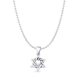 Star Twisted Heart Pendant Bead Chain Necklace Oxidized 925 Sterling Silver