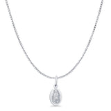 Virgin Mary Pendant Box Chain Necklace Oxidized 925 Sterling Silver
