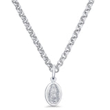 Virgin Mary Pendant Rolo Chain Necklace Oxidized 925 Sterling Silver