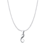 Seahorse Pendant Oxidized Bead Chain Necklace 925 Sterling Silver
