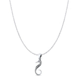 Seahorse Pendant Oxidized Cable Chain Necklace 925 Sterling Silver
