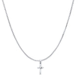 Dove Cross Pendant Oxidized Box Chain Necklace 925 Sterling Silver