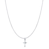Dove Cross Pendant Oxidized Cable Chain Necklace 925 Sterling Silver